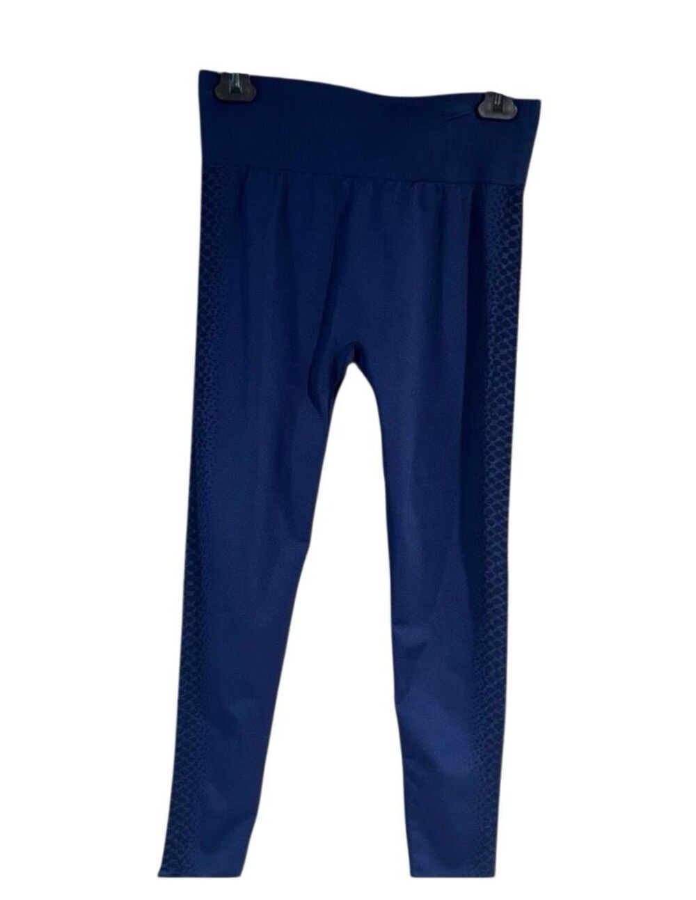 Marika dark blue full length leggings with black diamond side stripes - M
